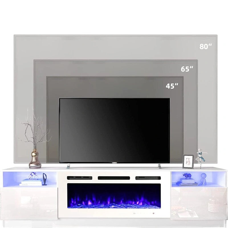 36 Electric Fireplace TV Stand, Entertainment Center & TV Console for TVs up to 80, Modern Fireplace Heater for Living Room