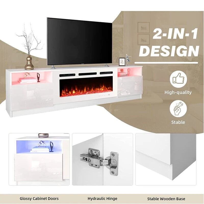 36 Electric Fireplace TV Stand, Entertainment Center & TV Console for TVs up to 80, Modern Fireplace Heater for Living Room