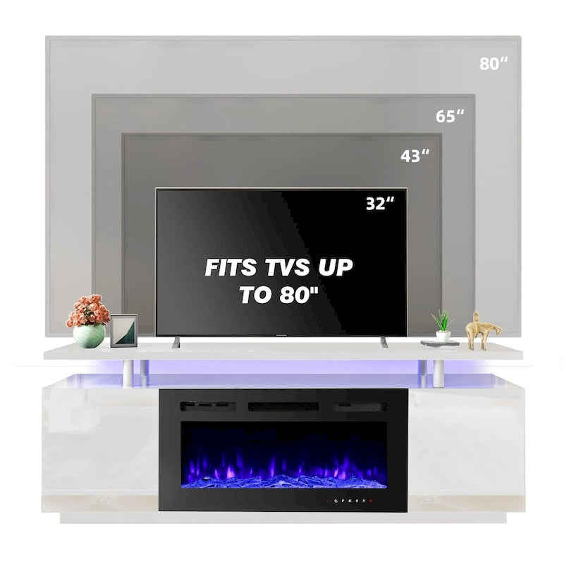 36 Electric Fireplace TV Stand, Entertainment Center & TV Console for TVs up to 80, Modern Fireplace Heater for Living Room