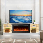 36 Electric Fireplace TV Stand, Entertainment Center & TV Console for TVs up to 80, Modern Fireplace Heater for Living Room