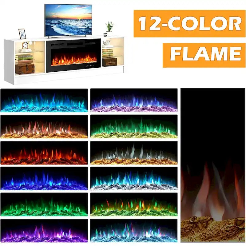 36 Electric Fireplace TV Stand, Entertainment Center & TV Console for TVs up to 80, Modern Fireplace Heater for Living Room