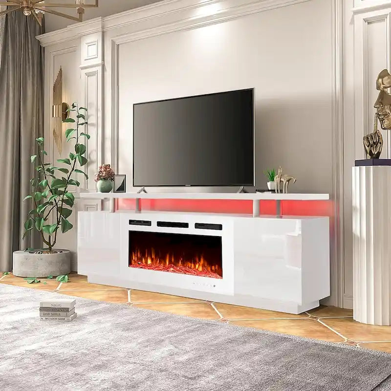 36 Electric Fireplace TV Stand, Entertainment Center & TV Console for TVs up to 80, Modern Fireplace Heater for Living Room