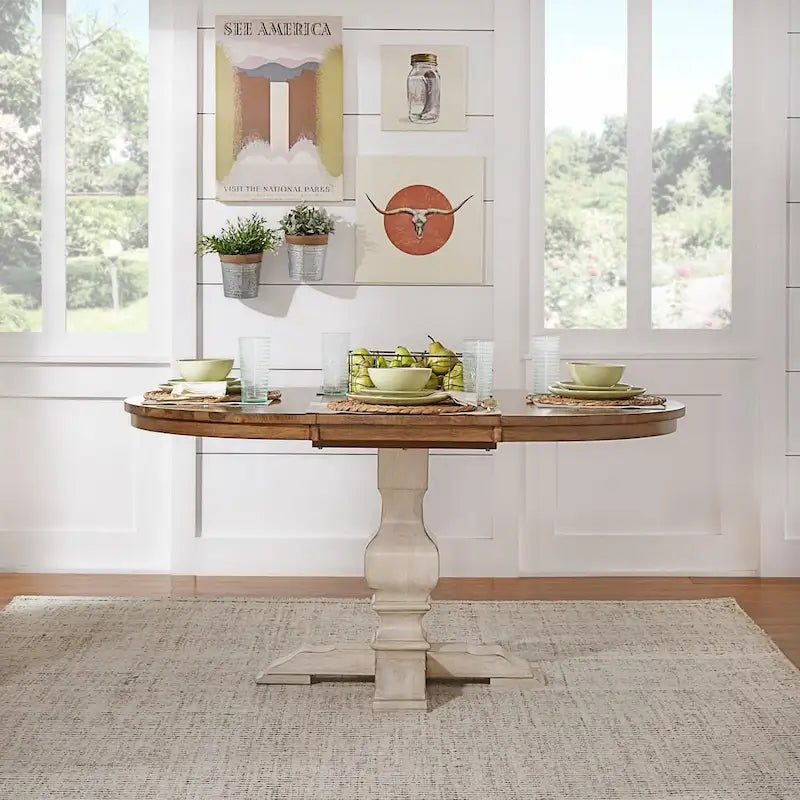 Eleanor Two-tone Oval Solid Wood Dining Table by iNSPIRE Q Classic