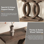 Vintage Console Table with Geometric Base Wooden Hallway Table