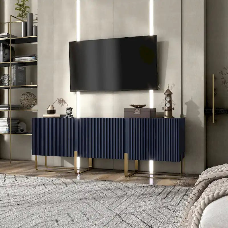 DH BASIC Modern 60-inch 3-Door Storage TV Stand by Denhour