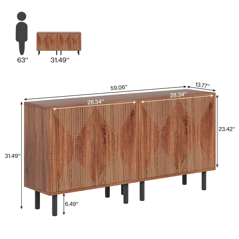58 Inches Sideboard Buffet Cabinet with Doors Freestanding Storage Cabinet
