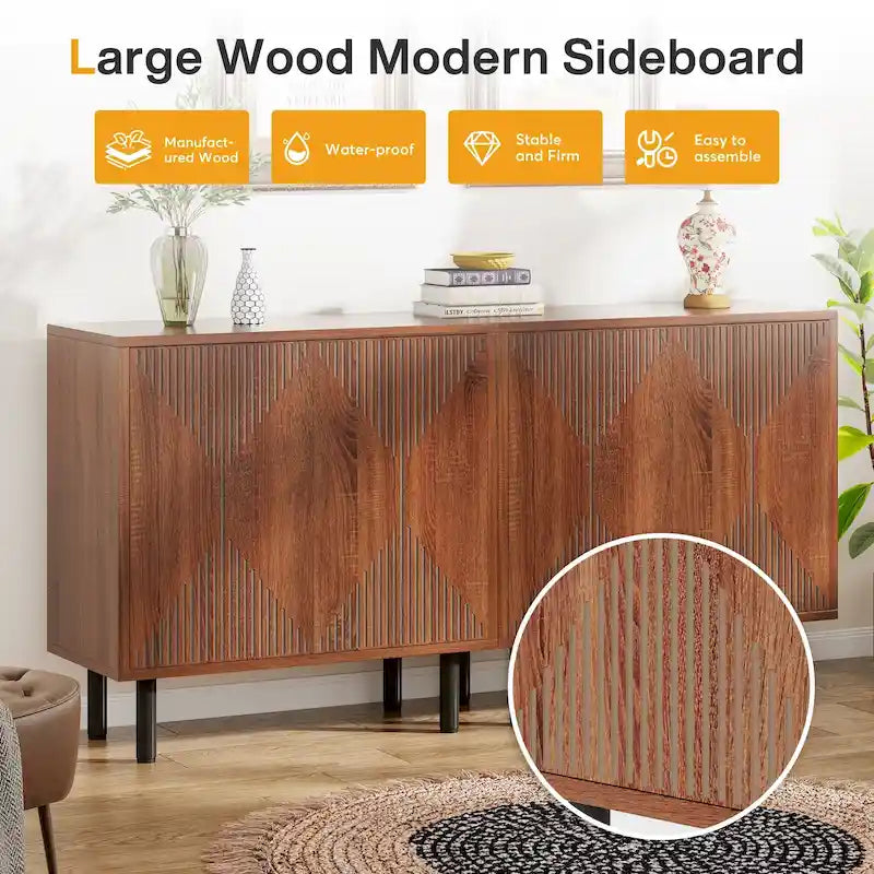 58 Inches Sideboard Buffet Cabinet with Doors Freestanding Storage Cabinet