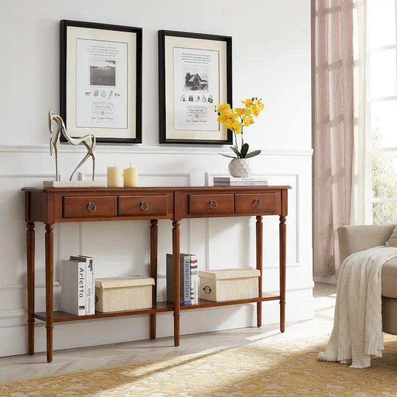 Leick Home Coastal One Drawer Narrow Hall Console Sofa Table