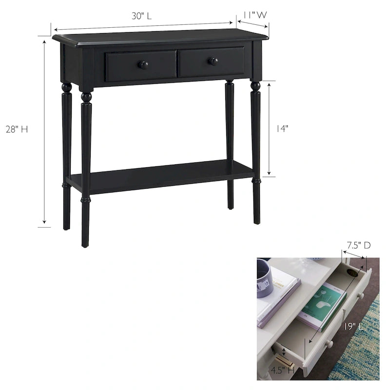 Leick Home Coastal One Drawer Narrow Hall Console Sofa Table