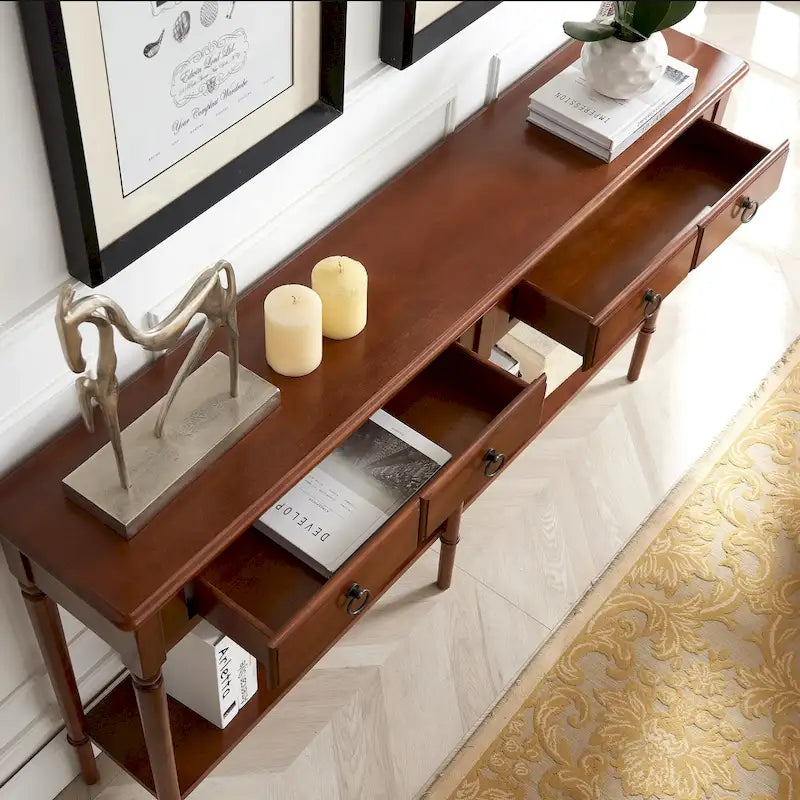 Leick Home Coastal One Drawer Narrow Hall Console Sofa Table