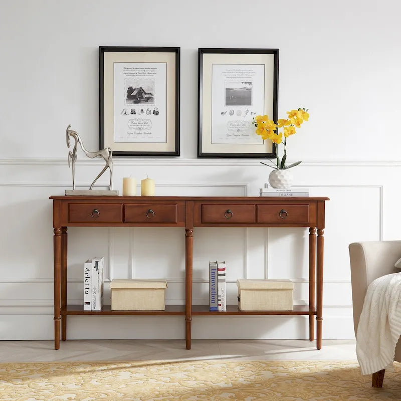 Leick Home Coastal One Drawer Narrow Hall Console Sofa Table