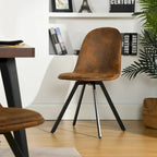 Dining Chair Set of 4 Suede Fabric Side Seating with Black Metal Legs