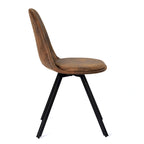 Dining Chair Set of 4 Suede Fabric Side Seating with Black Metal Legs