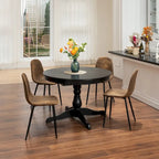 Dining Chair Set of 4 Suede Fabric Side Seating with Black Metal Legs