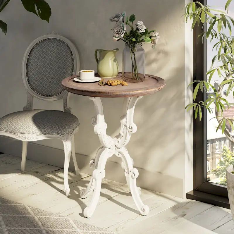 COZAYH Rustic Farmhouse End Table, Natural Top Side Table for Family, Dinning or Living Room, Handcrafted Finish, Modern