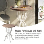 COZAYH Rustic Farmhouse End Table, Natural Top Side Table for Family, Dinning or Living Room, Handcrafted Finish, Modern