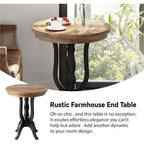 COZAYH Rustic Farmhouse End Table, Natural Top Side Table for Family, Dinning or Living Room, Handcrafted Finish, Modern