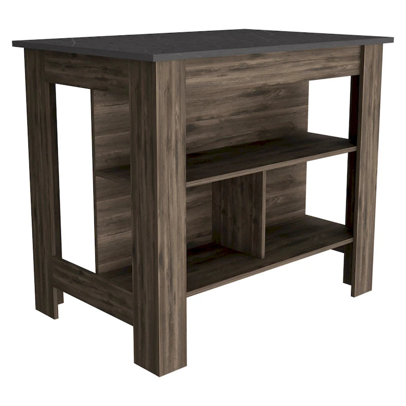 TUHOME Cala 3-Shelf Wooden Casual Kitchen Island