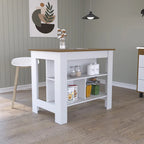 TUHOME Cala 3-Shelf Wooden Casual Kitchen Island
