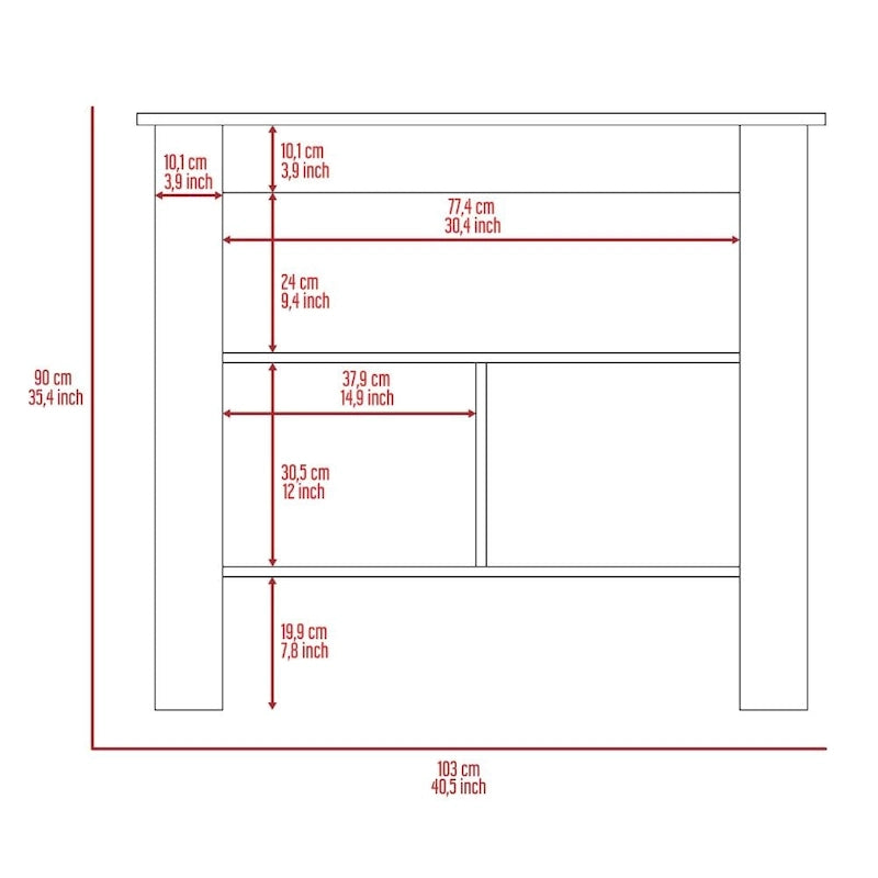 TUHOME Cala 3-Shelf Wooden Casual Kitchen Island
