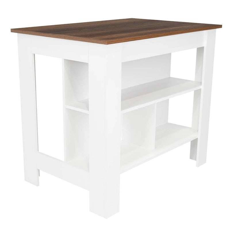 TUHOME Cala 3-Shelf Wooden Casual Kitchen Island