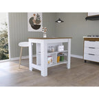 TUHOME Cala 3-Shelf Wooden Casual Kitchen Island