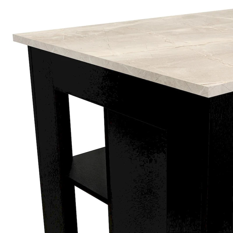 TUHOME Cala 3-Shelf Wooden Casual Kitchen Island