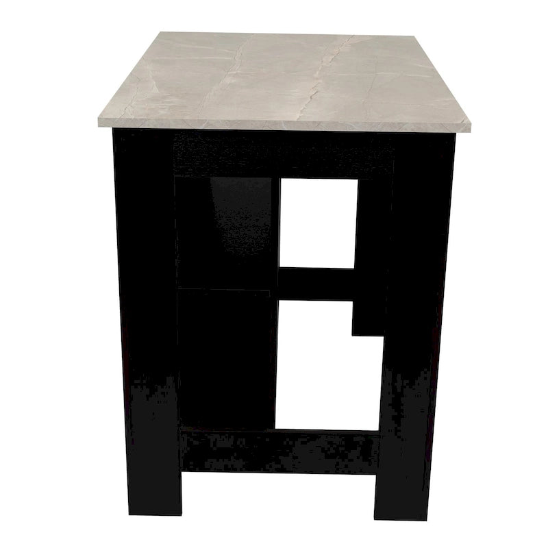 TUHOME Cala 3-Shelf Wooden Casual Kitchen Island