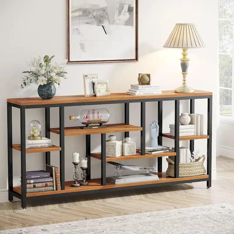 70.9 inch Console Sofa Table with Storage, 3-Tier Entryway Table for Hallway
