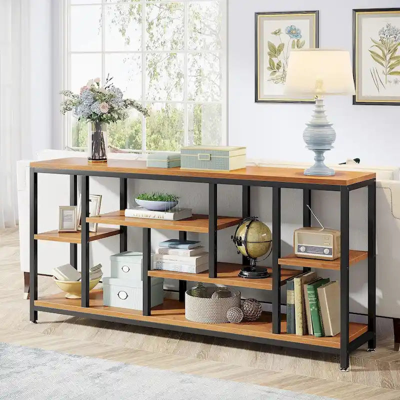 70.9 inch Console Sofa Table with Storage, 3-Tier Entryway Table for Hallway