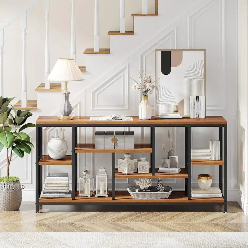 70.9 inch Console Sofa Table with Storage, 3-Tier Entryway Table for Hallway