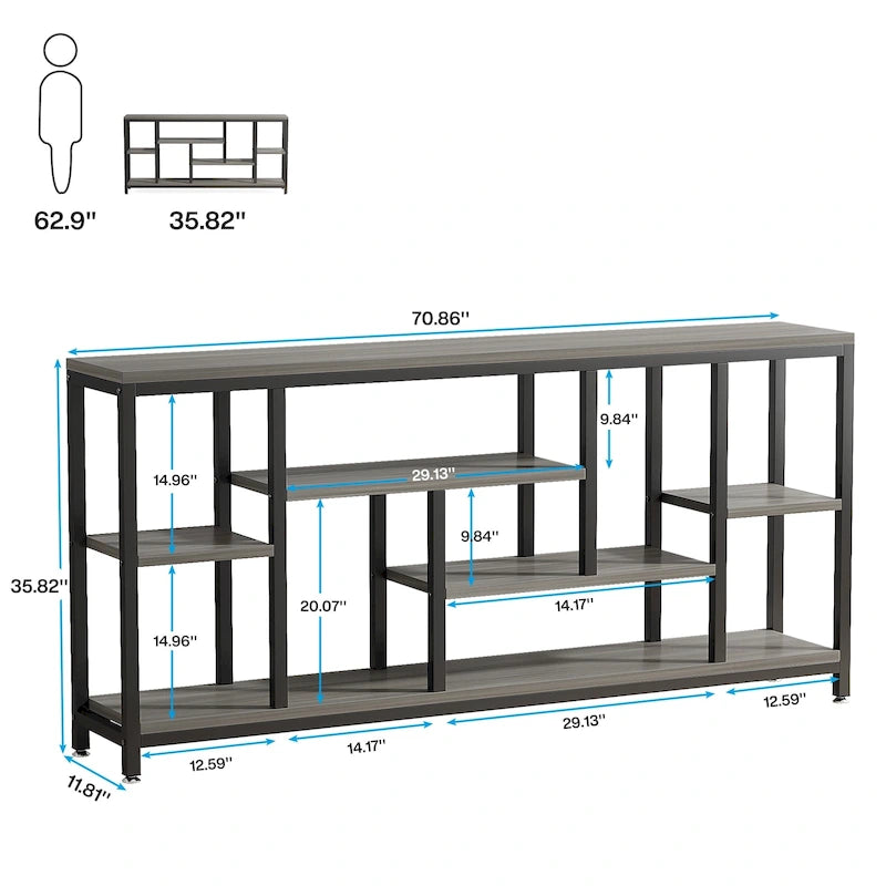 70.9 inch Console Sofa Table with Storage, 3-Tier Entryway Table for Hallway