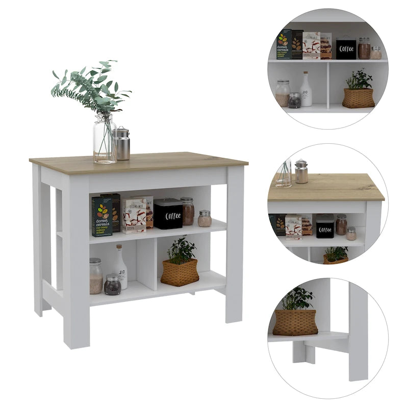 FM Furniture Brooklyn Antibacterial Surface Kitchen Island