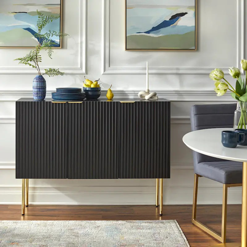 Lifestorey Valen Channel Front Sideboard/Buffet with Adjustable Shelves