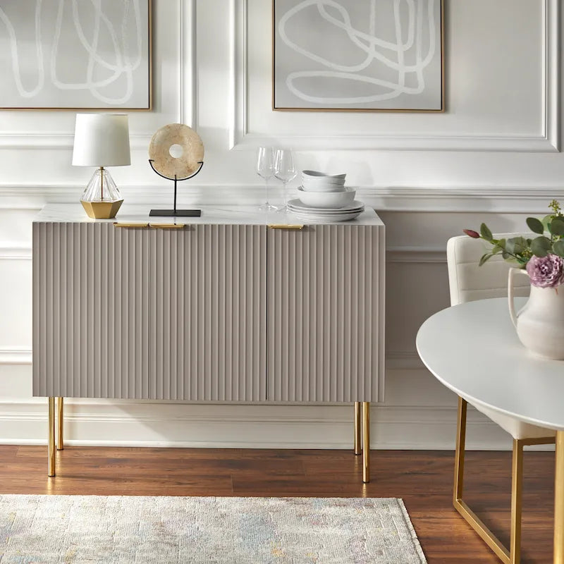 Lifestorey Valen Channel Front Sideboard/Buffet with Adjustable Shelves