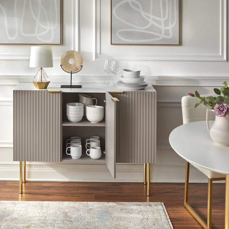 Lifestorey Valen Channel Front Sideboard/Buffet with Adjustable Shelves