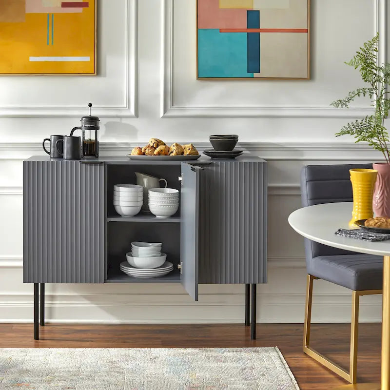 Lifestorey Valen Channel Front Sideboard/Buffet with Adjustable Shelves