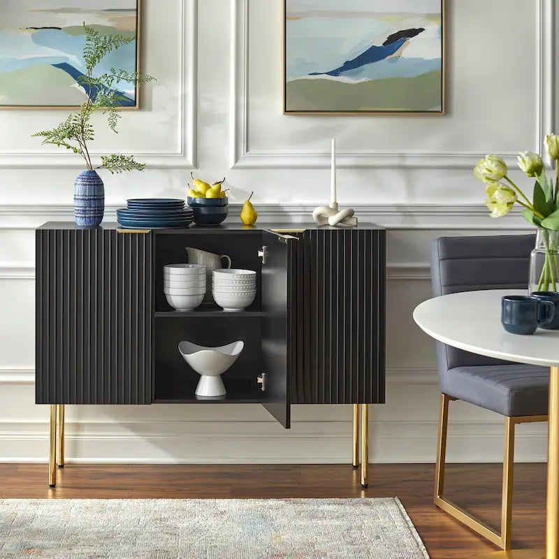 Lifestorey Valen Channel Front Sideboard/Buffet with Adjustable Shelves