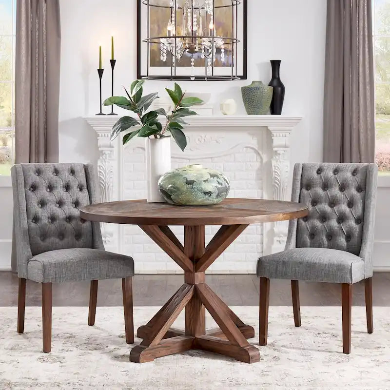 Benchwright Brown Finish Round Dining Table by iNSPIRE Q Artisan