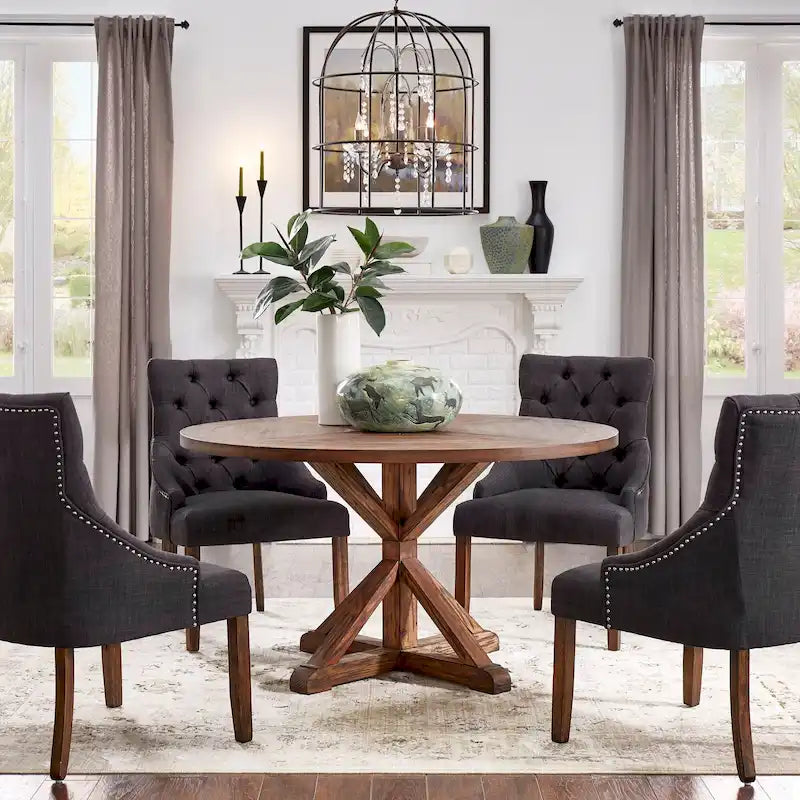 Benchwright Brown Finish Round Dining Table by iNSPIRE Q Artisan