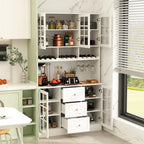 79Pantry Storage Cabinet Glass Doors Sideboard Buffet Cabinet Lacquer