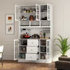 79Pantry Storage Cabinet Glass Doors Sideboard Buffet Cabinet Lacquer