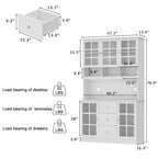 79Pantry Storage Cabinet Glass Doors Sideboard Buffet Cabinet Lacquer