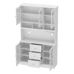 79Pantry Storage Cabinet Glass Doors Sideboard Buffet Cabinet Lacquer