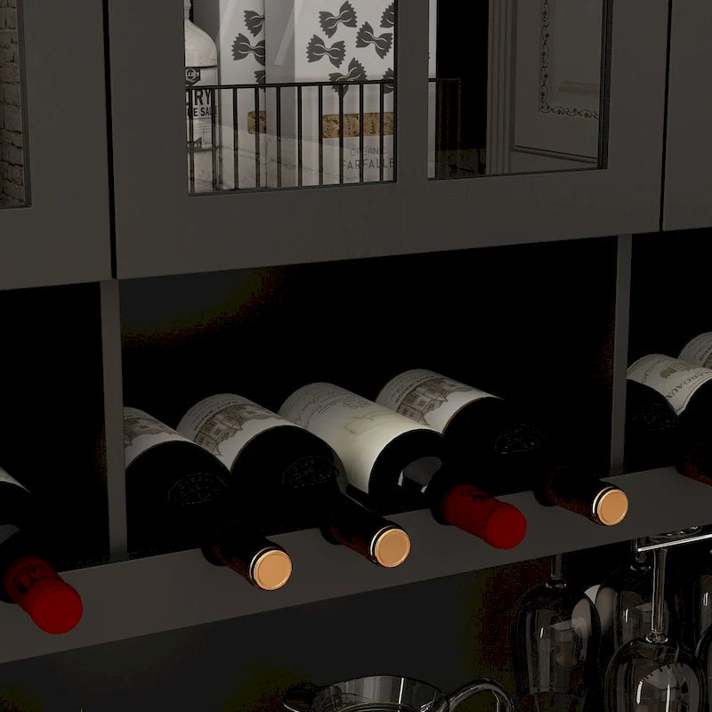 79Pantry Storage Cabinet Glass Doors Sideboard Buffet Cabinet Lacquer