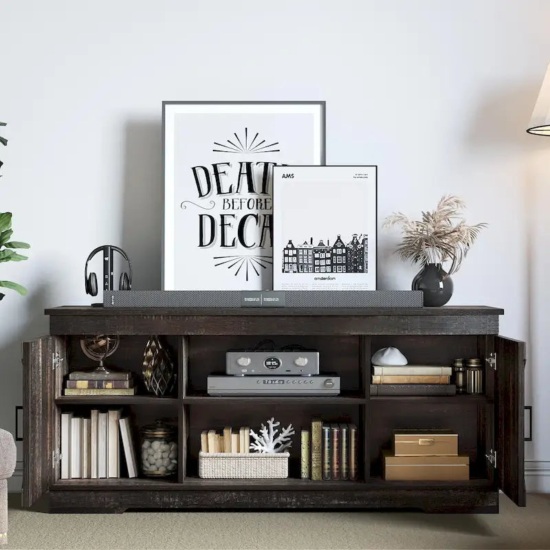 Farmhouse TV Stand for 65 Inch TV Media Console Entertainment Center Rustic Barn Doors