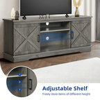 Farmhouse TV Stand for 65 Inch TV Media Console Entertainment Center Rustic Barn Doors