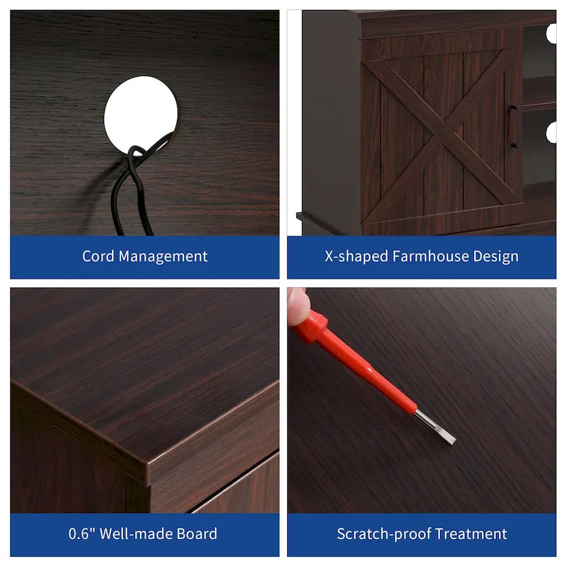 Farmhouse TV Stand for 65 Inch TV Media Console Entertainment Center Rustic Barn Doors