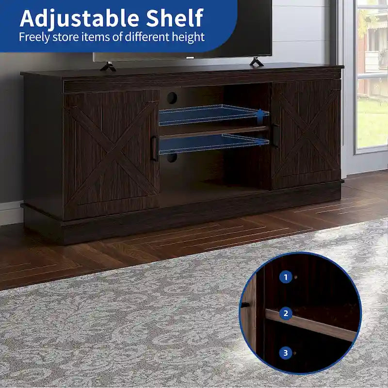 Farmhouse TV Stand for 65 Inch TV Media Console Entertainment Center Rustic Barn Doors