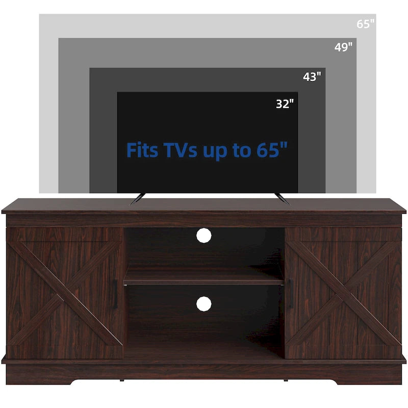 Farmhouse TV Stand for 65 Inch TV Media Console Entertainment Center Rustic Barn Doors